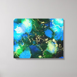 Lienzo Impresionante pintura azul y dorada de tinta de al