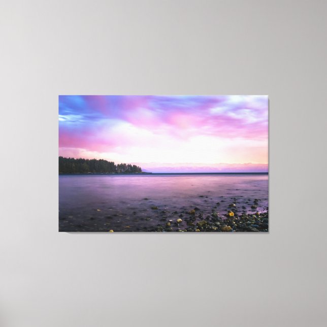 Lienzo Impresionante puesta de sol de verano sobre una ba (Anverso)