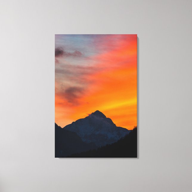 Lienzo Impresionante puesta de sol vibrante detrás de la  (Anverso)