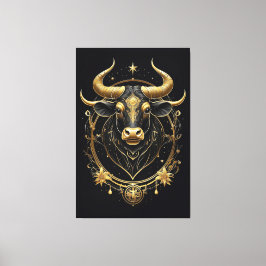 Lienzo Impresionante Símbolo de Zodiac Tauro Dorado