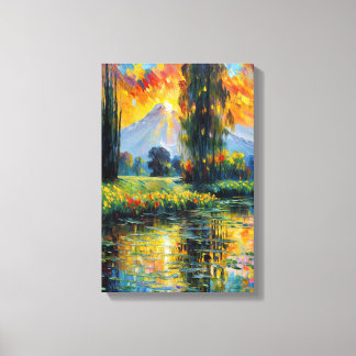 Lienzo Impresionismo del paisaje vibrante de la reflexión