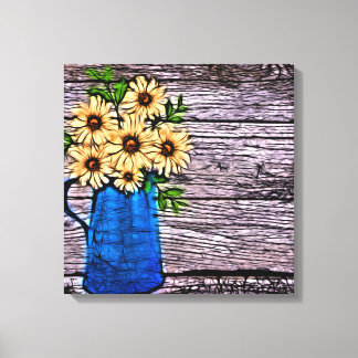 Lienzo Impresionismo ruso jarrón azul margarita de verano