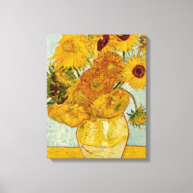 Lienzo Impresionista de Vincent Van Gogh 12 Sunflowers (Anverso)