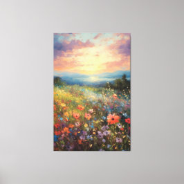 Lienzo Impresionista vibrante campo multicolor de flores