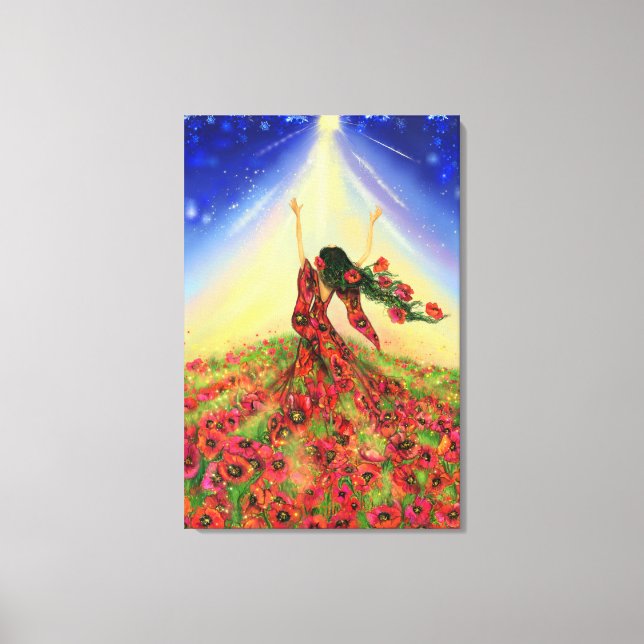 Lienzo Impreso Flores Niña - Pintura de la Primave (Anverso)