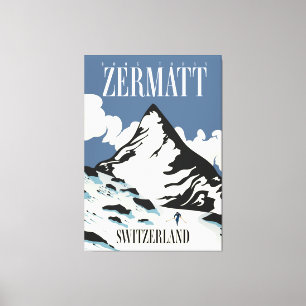 Lienzo Impresora de esquí de Zermatt Suiza