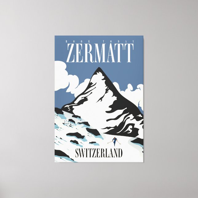Lienzo Impresora de esquí de Zermatt Suiza (Anverso)