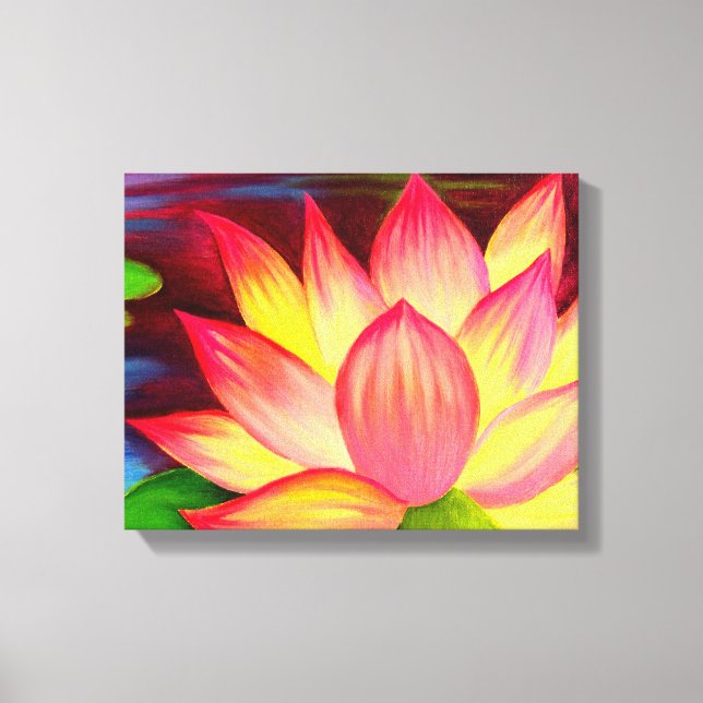 Lienzo Imprime el arte de pintura de flores Lotus (Anverso)