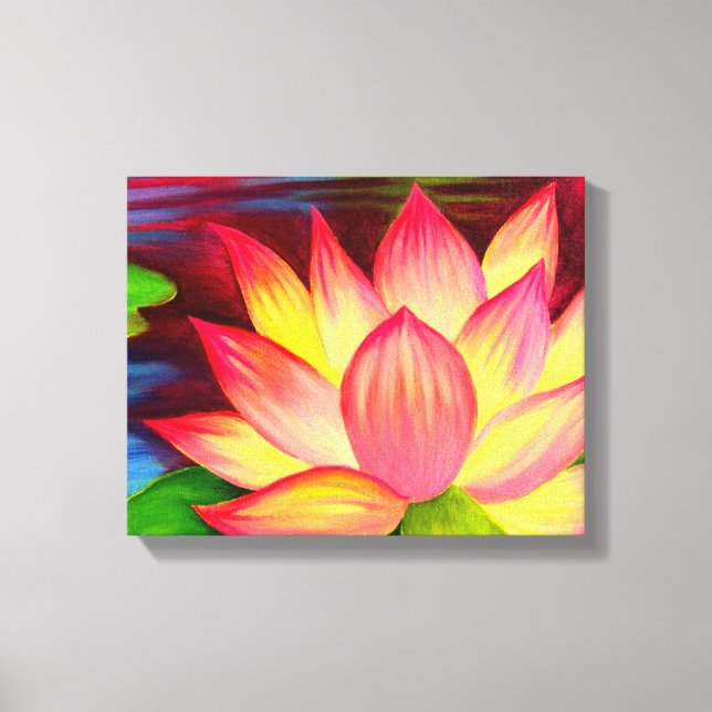 Lienzo Imprime el arte de pintura de flores Lotus (Anverso)