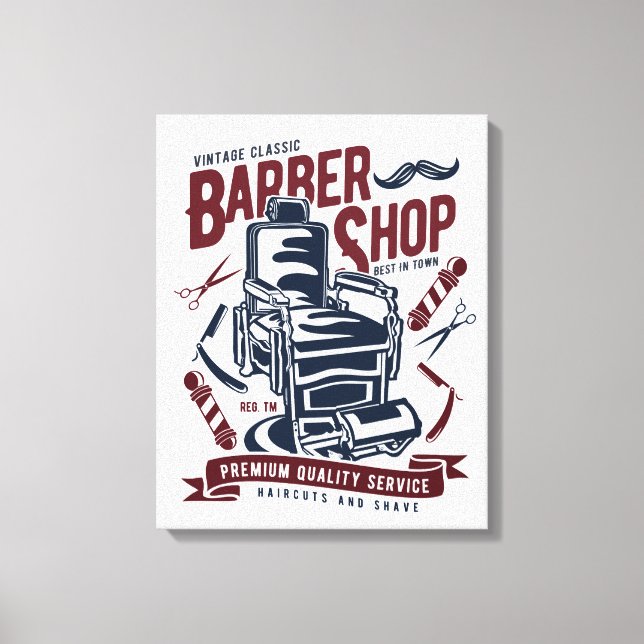 Lienzo Imprimir el logotipo de la silla de Barbershop vin (Anverso)