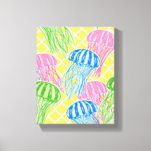 Lienzo Imprimir patrón de medusas tropicales