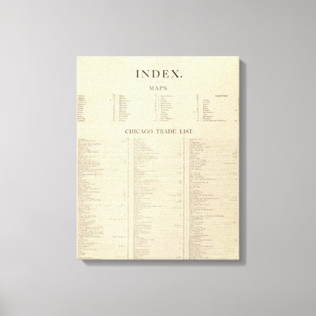 Lienzo Índice Nuevo atlas comercial (Anverso)