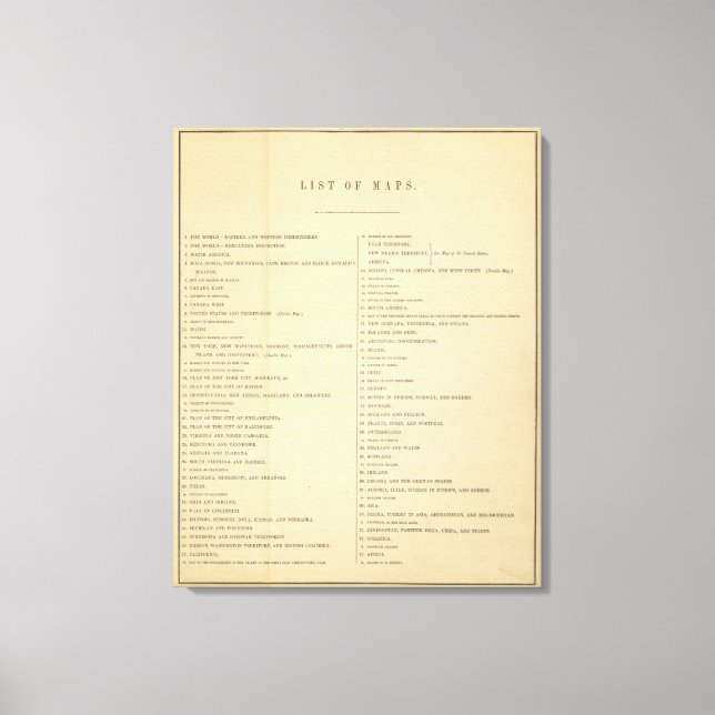 Lienzo Índice Nuevo atlas general 2 (Anverso)