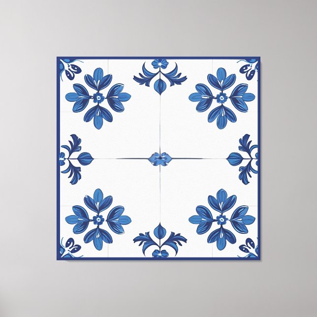 Lienzo Indigo Azulejo Blue Portuguese Lisbon Decorative (Anverso)