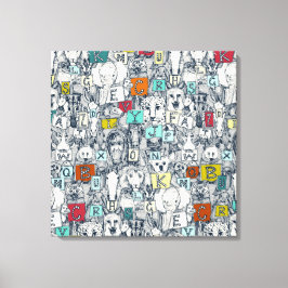 Lienzo indigo de ABC animal multi