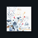 Lienzo Índigo y ocre - Flores acuáticas<br><div class="desc">Indigo y Ochre II por Victoria Borges. Flores acuáticas de diferentes tonos azules con acentos.</div>