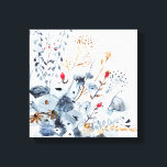 Lienzo Índigo y ocre - Flores acuáticas<br><div class="desc">Indigo y Ochre II por Victoria Borges. Flores acuáticas de diferentes tonos azules con acentos.</div>