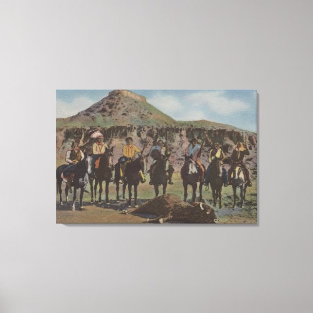 Lienzo Indios del Noroeste - Caza de búfalos e indios (Anverso)