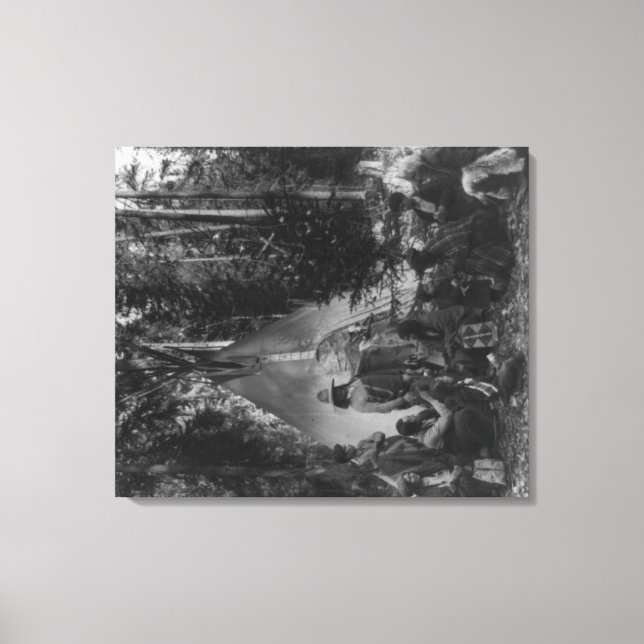 Lienzo Indios fanáticos en reunión de pre-Navidades (Anverso)