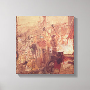 Lienzo Industria en el Tyne: Hierro y carbón (w/c)