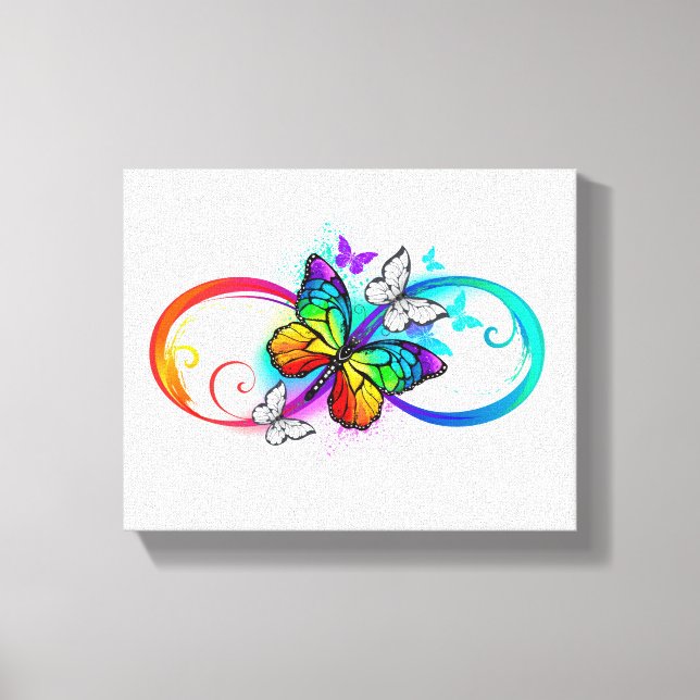 Lienzo Infinidad brillante con la mariposa arcoiris (Anverso)