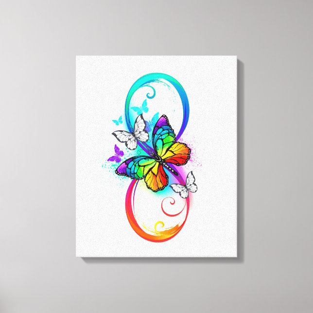 Lienzo Infinidad brillante con la mariposa arcoiris (Anverso)