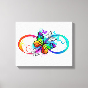 Lienzo Infinidad brillante con la mariposa arcoiris