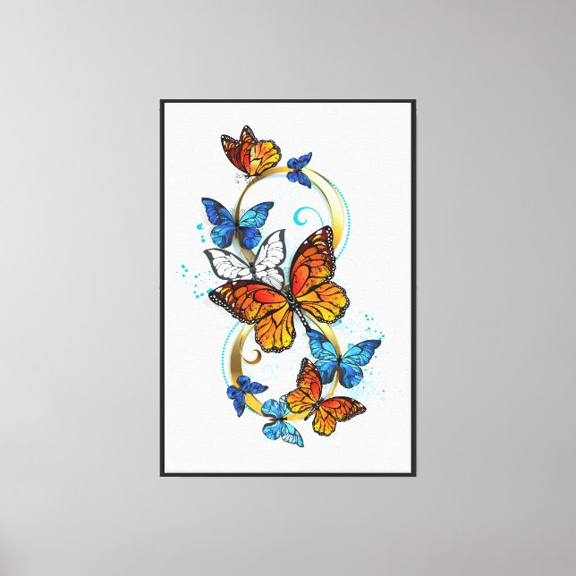 Lienzo Infinidad de mariposas monarca (Anverso)