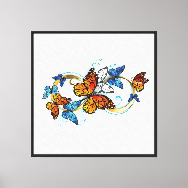 Lienzo Infinidad de mariposas monarca (Anverso)