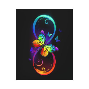 Lienzo Infinidad vibrante con mariposa arco iris sobre ne