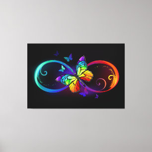 Lienzo Infinidad vibrante con mariposa arco iris sobre ne