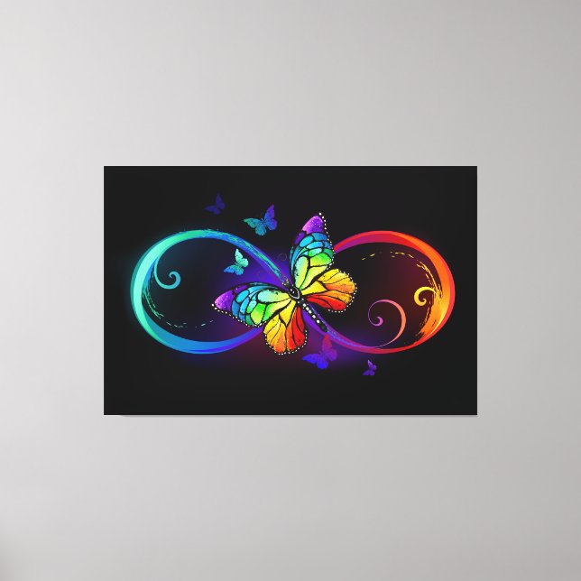 Lienzo Infinidad vibrante con mariposa arco iris sobre ne (Anverso)