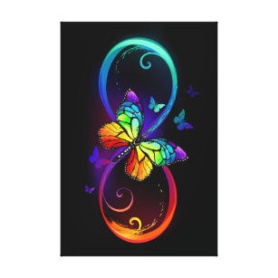 Lienzo Infinidad vibrante con mariposa arco iris sobre ne