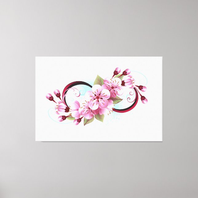 Lienzo Infinito con las flores de flores de Sakura Blosso (Anverso)