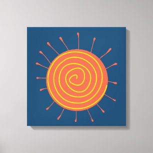 Lienzo Ingenuo fondo azul oscuro del sol