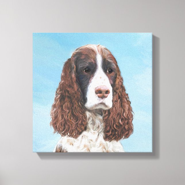 Lienzo Inglés Springer Spaniel Pintura Original Perro Art (Anverso)