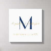 Iniciales de nombre monograma azul dorado regalo d