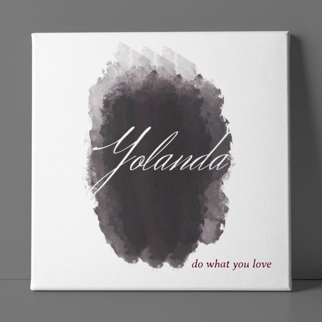 Lienzo Inked Signature Bold (Canvas print featuring signature name in script over burgundy ink brushstroke and soft quote.)