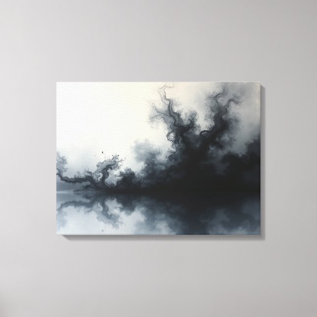 Lienzo Inkstorm – Monochrome Abstract Fluid Art 24"x18" (Anverso)