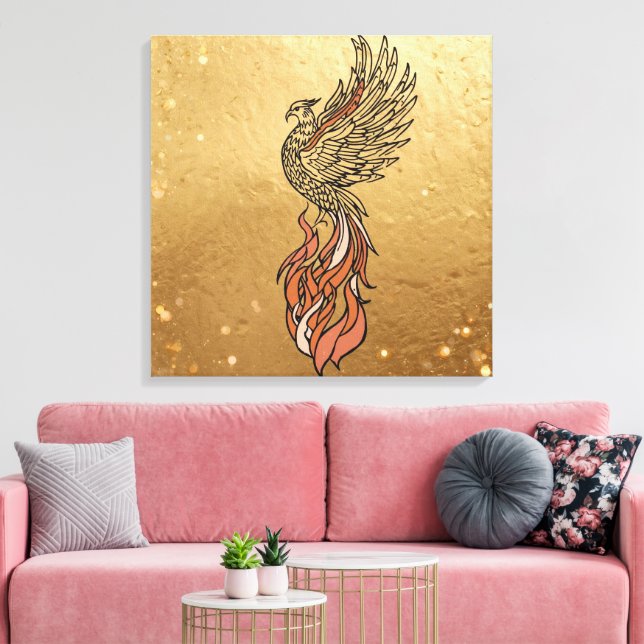 Lienzo Inner Fire Phoenix Boho Wall Art | Phoenix Rising (Insitu (Sala de estar))