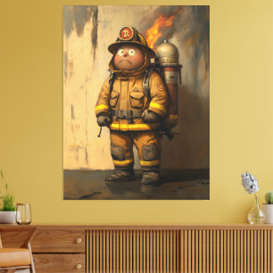 Lienzo Inquietud estremecedora: El bombero abrumado