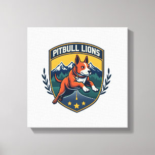 Lienzo Insignia deportiva de mascota vintage de leones Pi