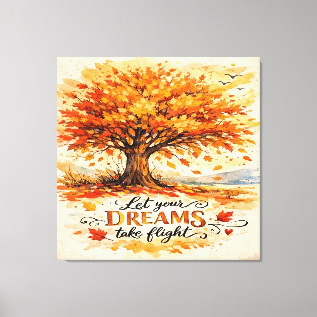 Lienzo Inspirational Autumn Watercolor Tree (Anverso)