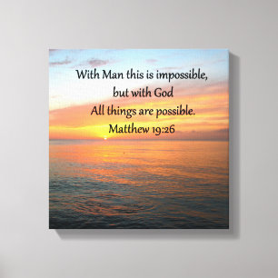 LIENZO INSPIRING MATTHEW 19:26 DISEÑO DE SUNRISE