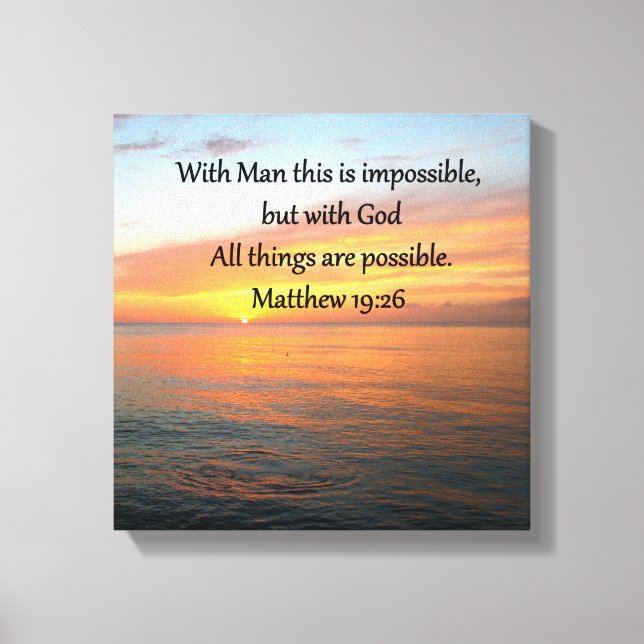 LIENZO INSPIRING MATTHEW 19:26 DISEÑO DE SUNRISE (Anverso)