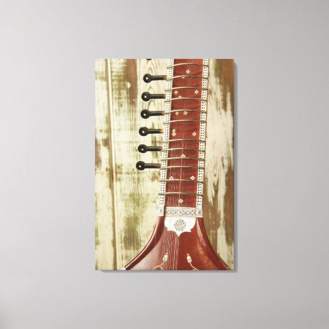 Lienzo Instrumento de cuerda Sitar indio (Anverso)