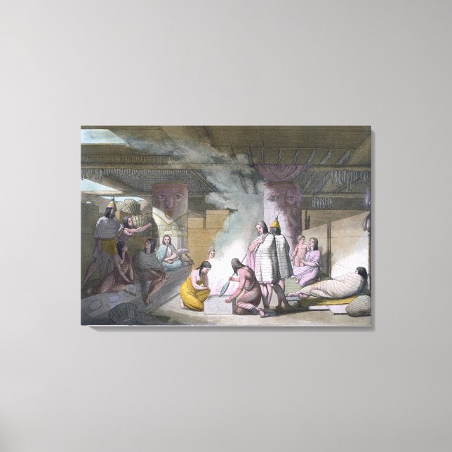 Lienzo Interior de la cabaña de la tribu Nootka, de 'Le C (Anverso)