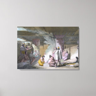 Lienzo Interior de la cabina de la tribu de Nootka, de