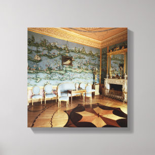 Lienzo Interior de la sala de estar azul china
