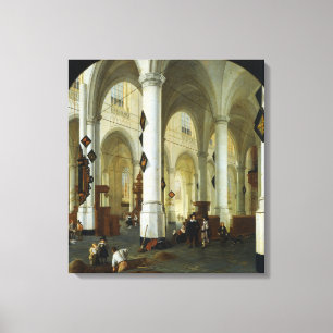 Lienzo Interior del Oude Kerk en Delft